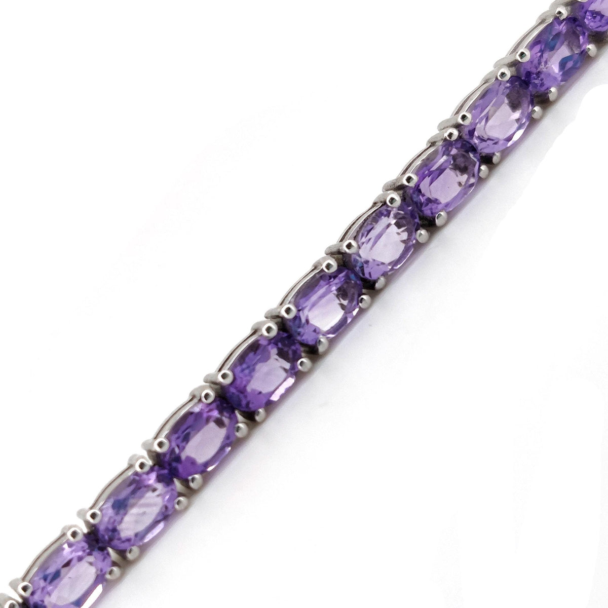 Natural Amethyst Tennis Bracelet-Sterling Silver- Amethyst Jewelry-Oval Gemstone-February Birthstone, Women Gift