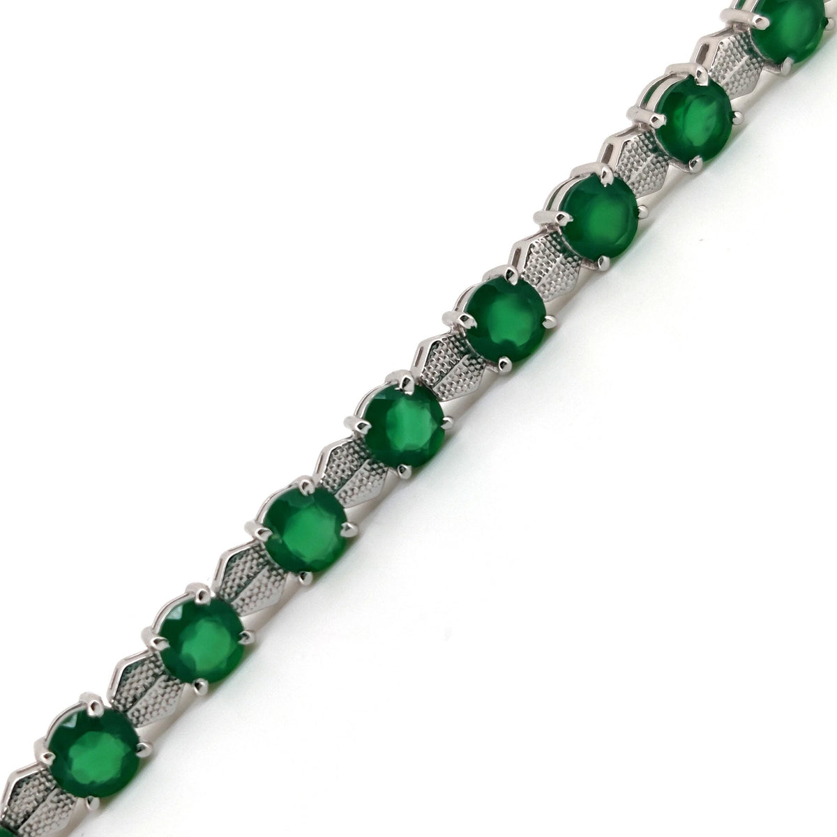 Green Onyx Tennis Bracelet, 925 Sterling Silver, May Birthstone, Dainty Gemstone Jewelry