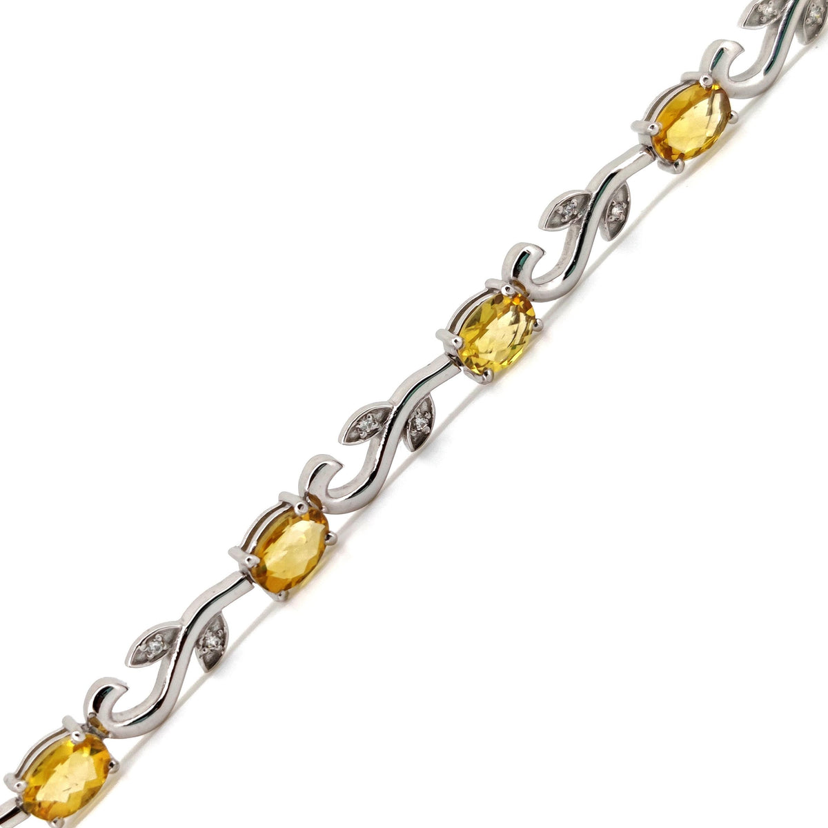Natural Citrine Oval Cut Tennis Bracelet, 925 Sterling Silver, November Birthstone, Bridal Jewelry