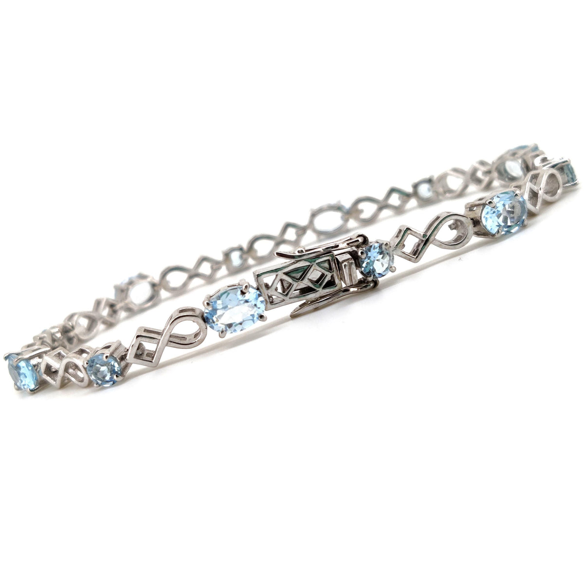 Sterling Silver Blue Topaz Tennis Bracelet, December Birthstone Jewelry