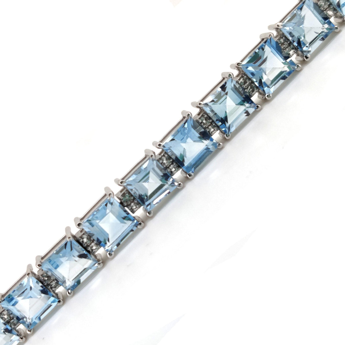 Natural Blue Topaz Tennis Bracelet, Sterling Silver, December Birthstone Elegance