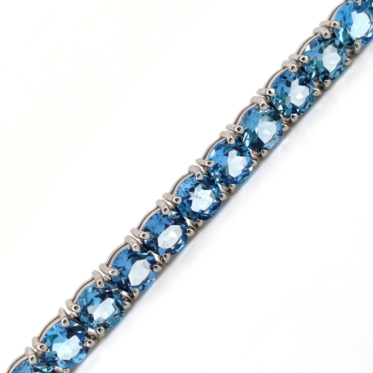 6mm Round Swiss Blue Topaz Tennis Bracelet, Sterling Silver, December Birthstone