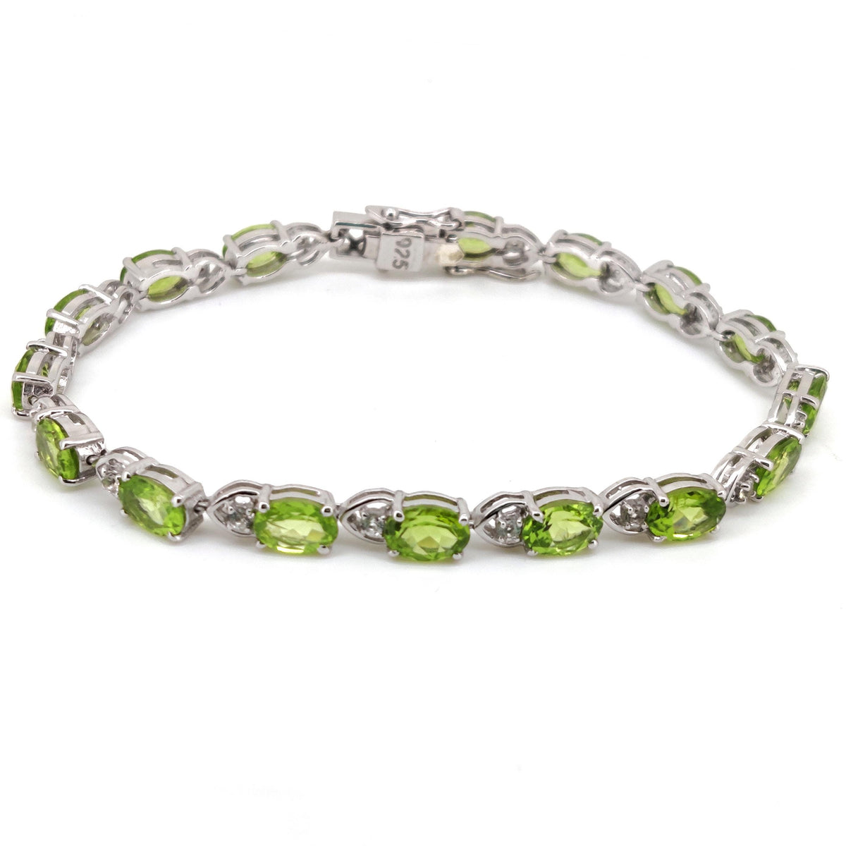 Natural Peridot Tennis Bracelet, Sterling Silver, August Birthstone, Handmade Jewelry