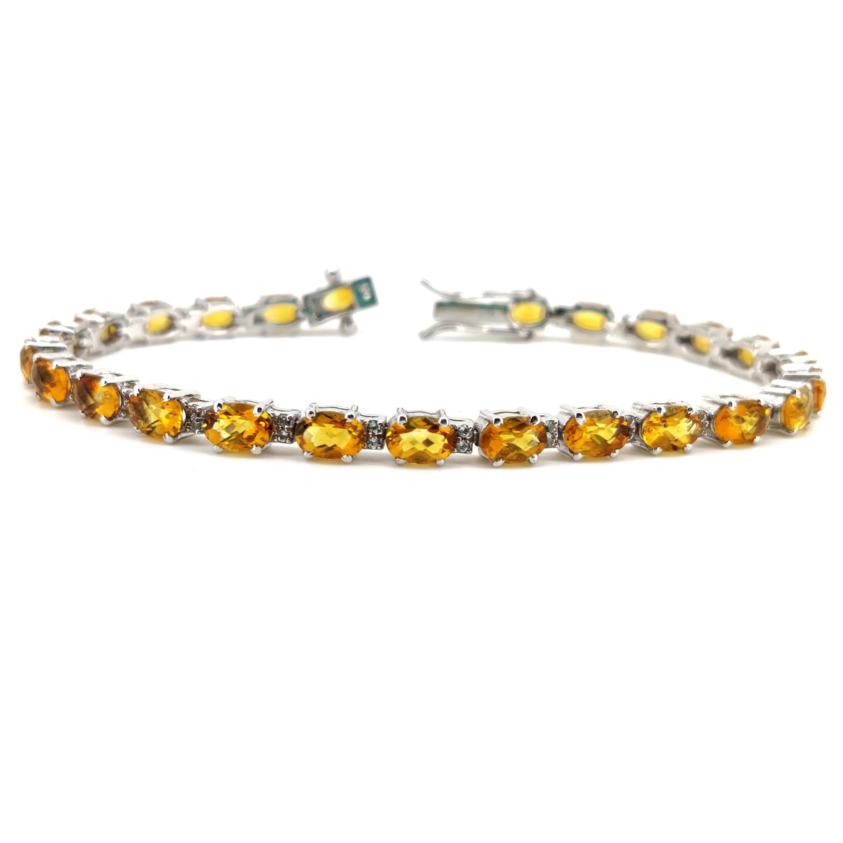 Natural Citrine Oval Tennis Bracelet, 925 Sterling Silver, November Birthstone Jewelry