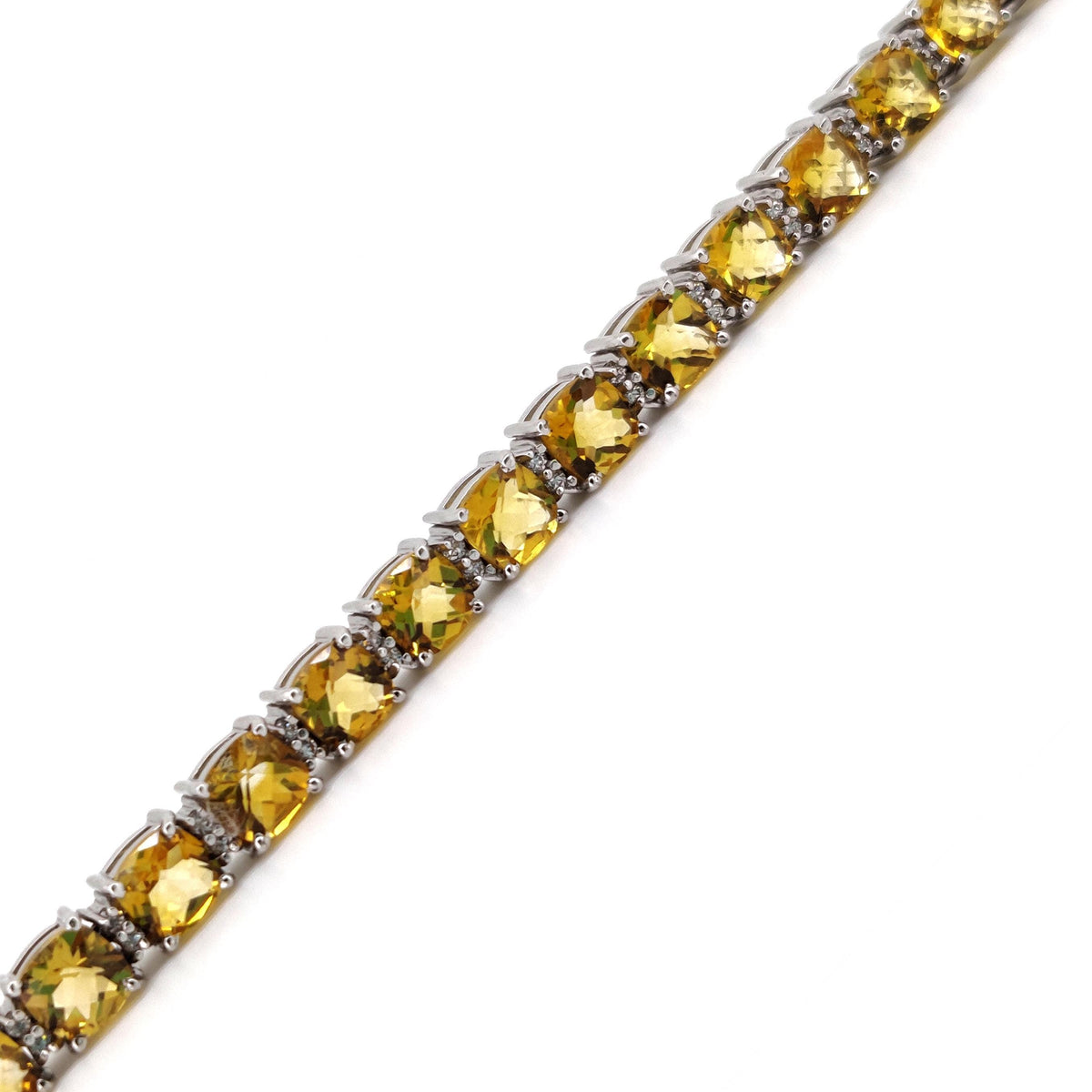Natural Citrine Tennis Bracelet, Sterling Silver, Cushion Cut Gemstone, November Birthstone