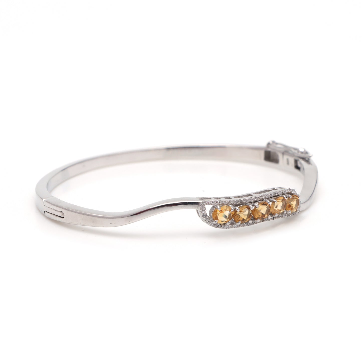 Natural Citrine Oval cut Gemstone Stackable Bangle 925 Sterling Silver Handmade Bangle Wedding Gift for Her