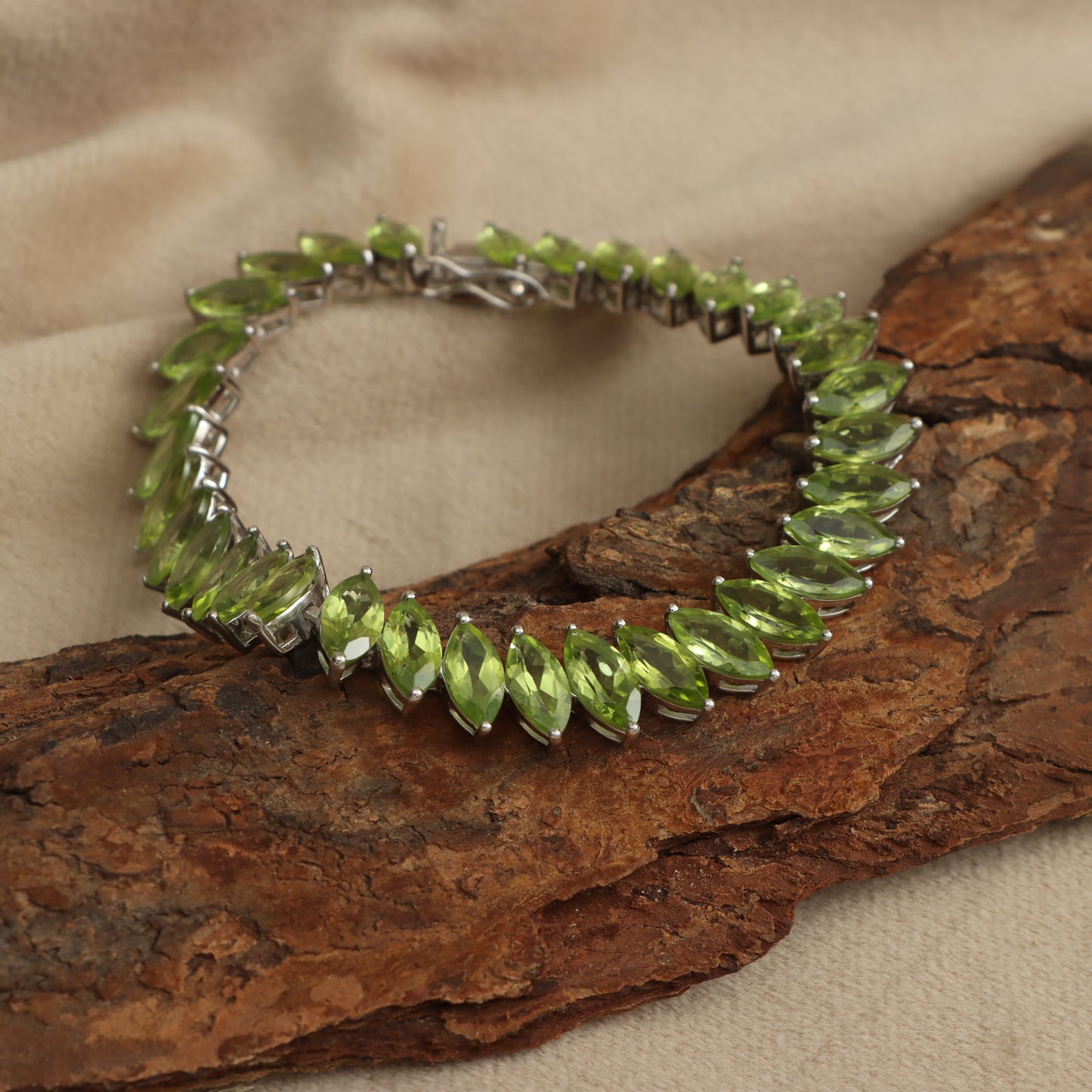 Peridot marquise Cut Gemstone Bracelet 925 Sterling Silver Tennis Bracelet Wedding Anniversary Gift for Her