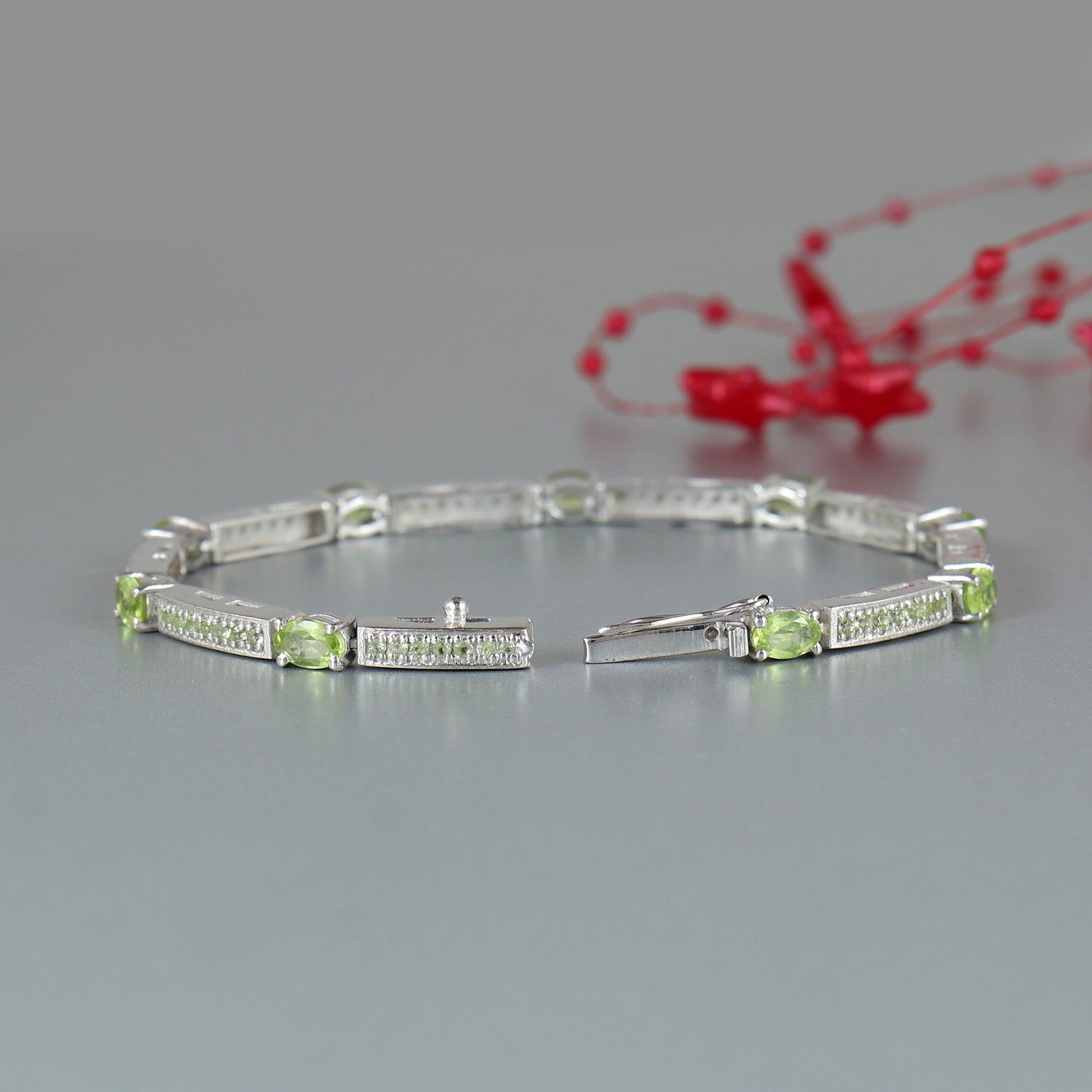 4.05 Cts Natural Peridot Tennis Bracelet-925 Sterling Silver Bracelet-August Birthstone Bracelet-Gemstone Tennis Bracelet-Wedding Gift for Her
