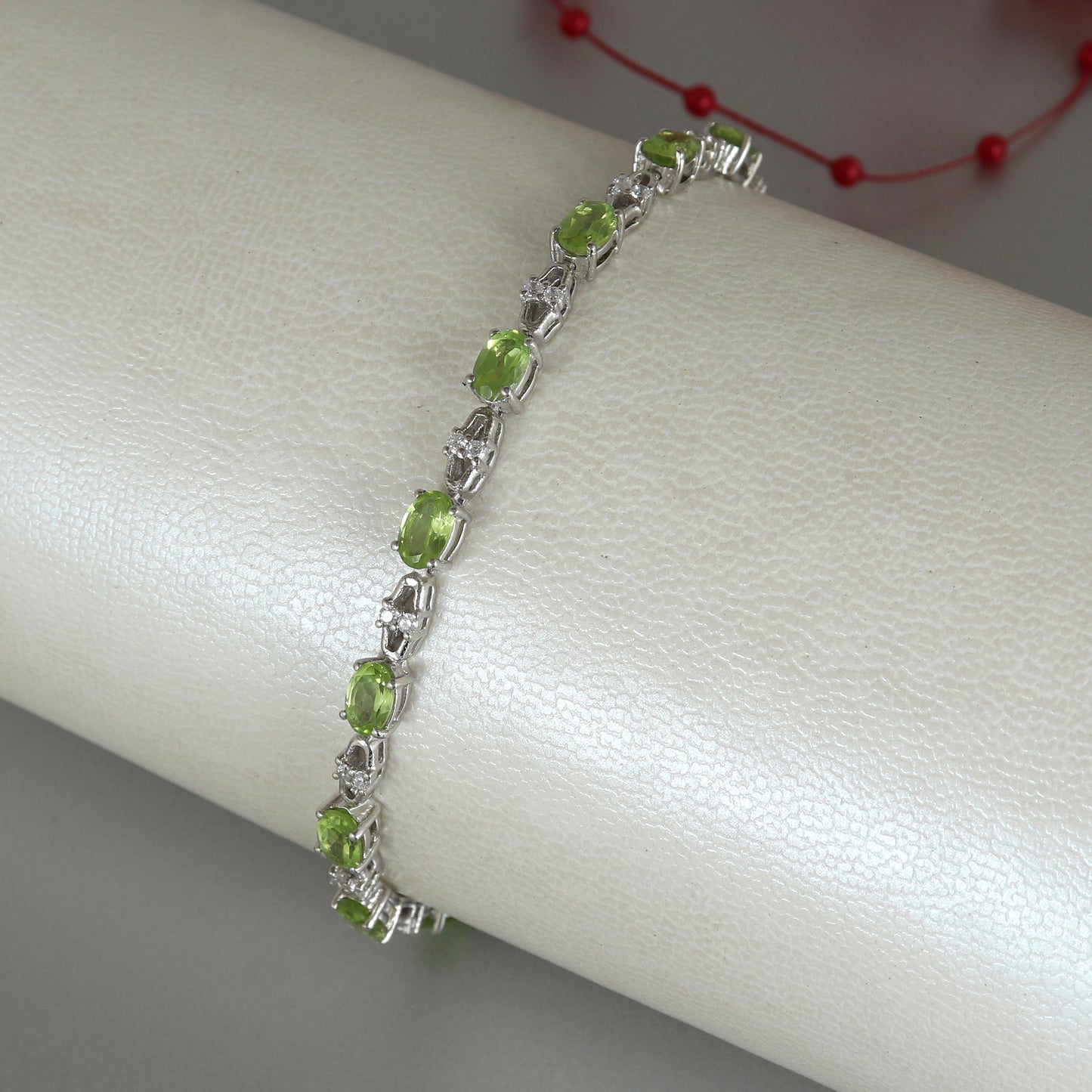 Natural Peridot Tennis Bracelet-925 Sterling Silver Bracelet-August Birthstone-Peridot Jewelry-Gemstone Tennis Bracelet-Wedding Gift for Her