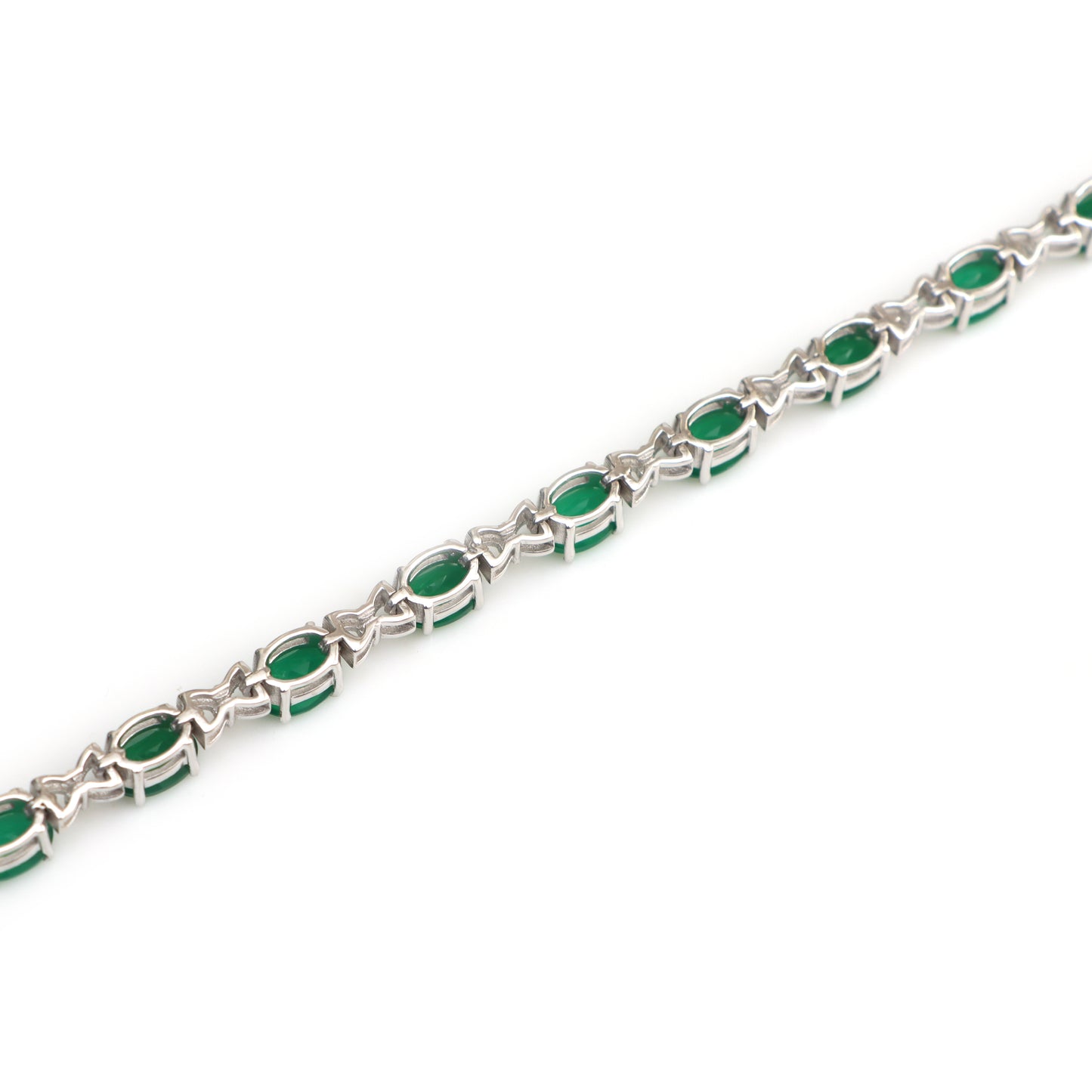 Natural Green Onyx Oval Faceted Cut Gemstone Bracelet 925 Sterling Silver Tennis Bracelet Gift for Wife