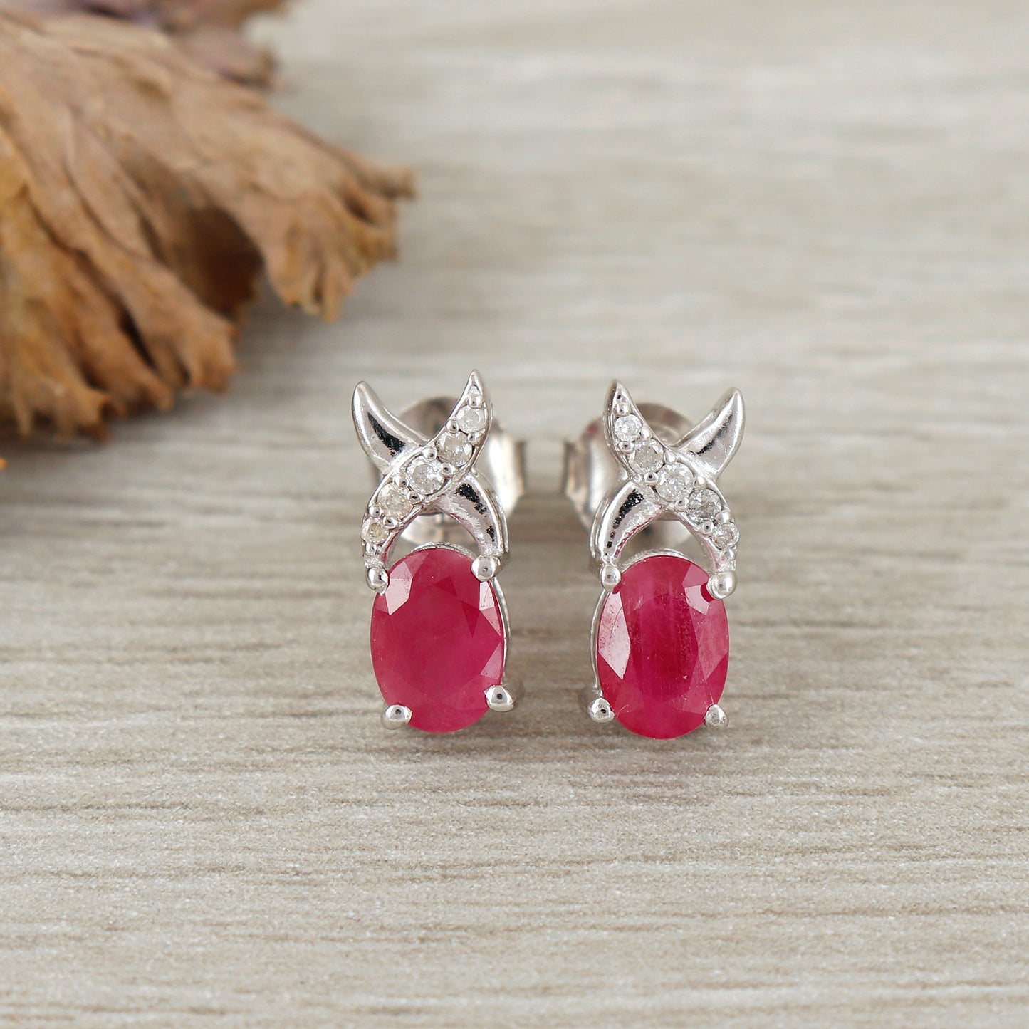 Ruby Oval Gemstone Stud Earrings-925 Sterling Silver-Handmade Ruby Studs-Tiny Stud for Girls-Ruby Women Earrings-Wedding Gift for Her