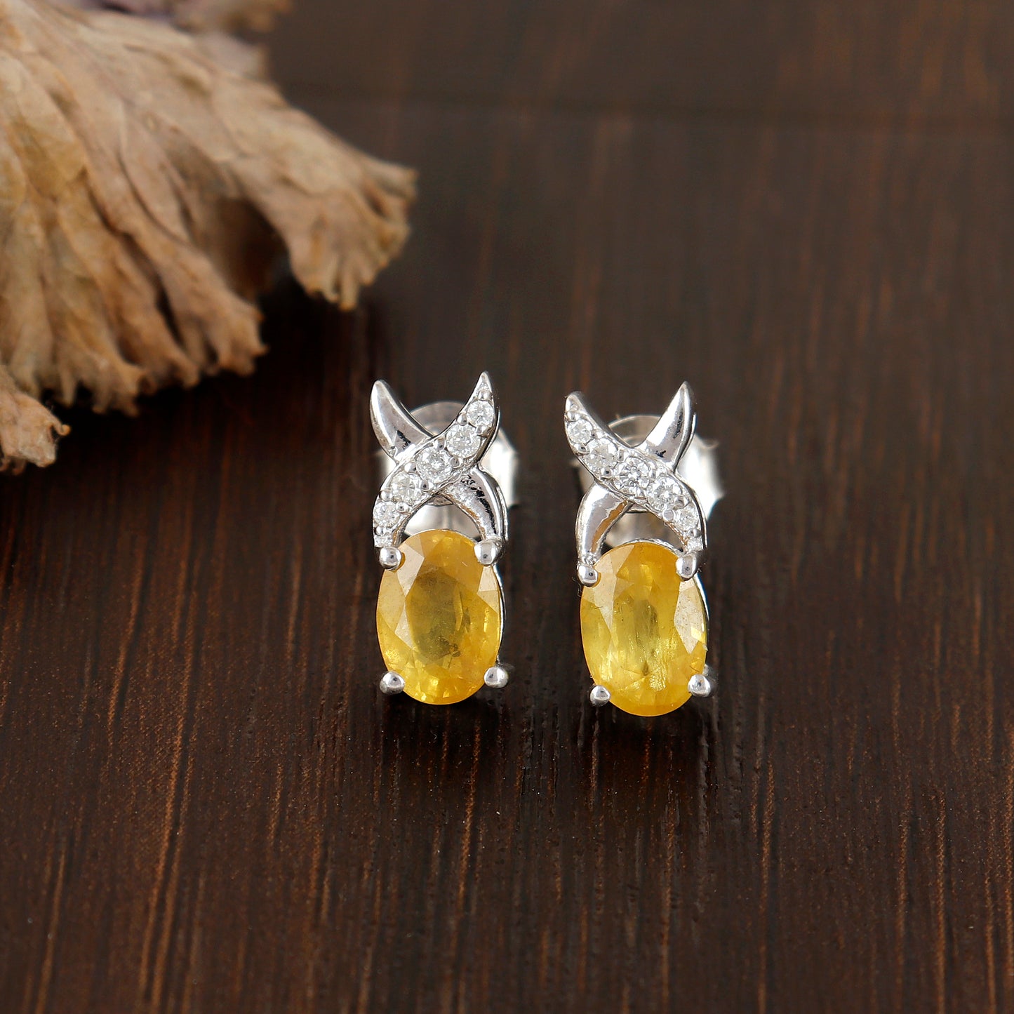 Yellow Sapphire Oval Cut Gemstone Studs-925 Sterling Silver-Natural Sapphire Earrings-Handmade Sapphire Studs-Dainty Stud Earrings for Women