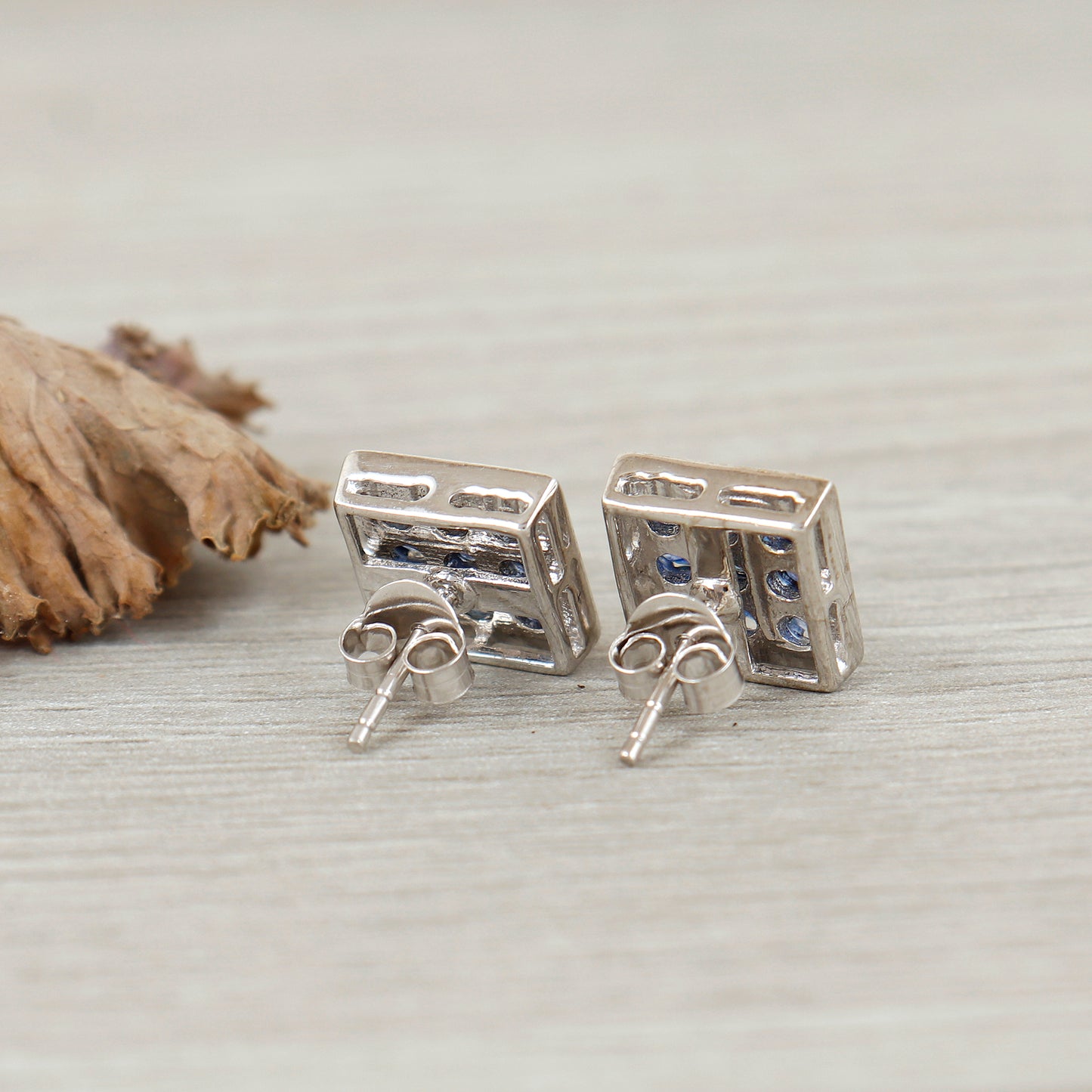 Natural Blue Sapphire Round Gemstone Earrings-925 Sterling Silver-Handmade Stud Earrings-September Birthstone Earrings-Gift for Girls