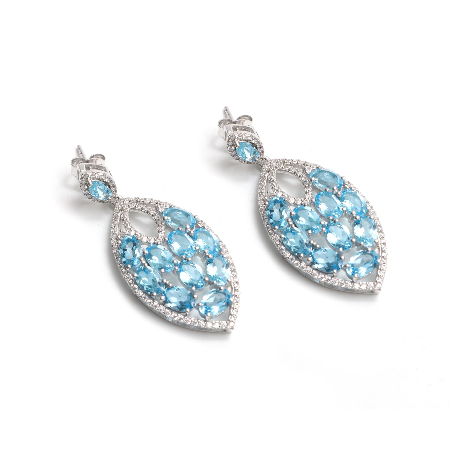 Natural Swiss Blue Topaz Oval Cut Gemstone Earrings-925 Sterling Silver Earrings-Blue Topaz Stud Earrings-Dainty Stud Earrings Gift for Her