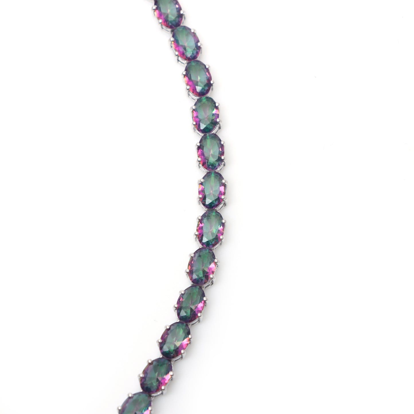 Mystic Topaz Tennis Necklace Set 925 Sterling Silver Oval Cut Gemstone Necklace & Earrings Wedding Anniversary Gift for Her
