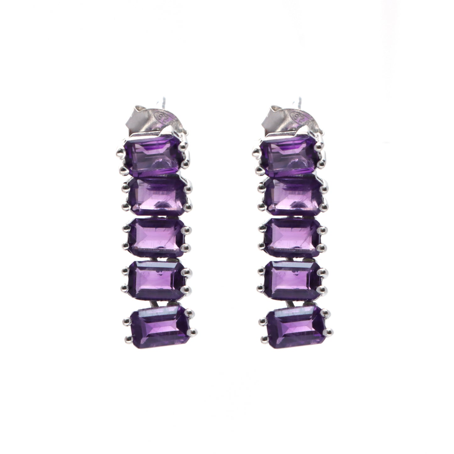 Natural African Amethyst Octagon Cut Gemstone Necklace Set 925 Sterling Silver Necklace Amethyst Tennis Necklace With Earrings