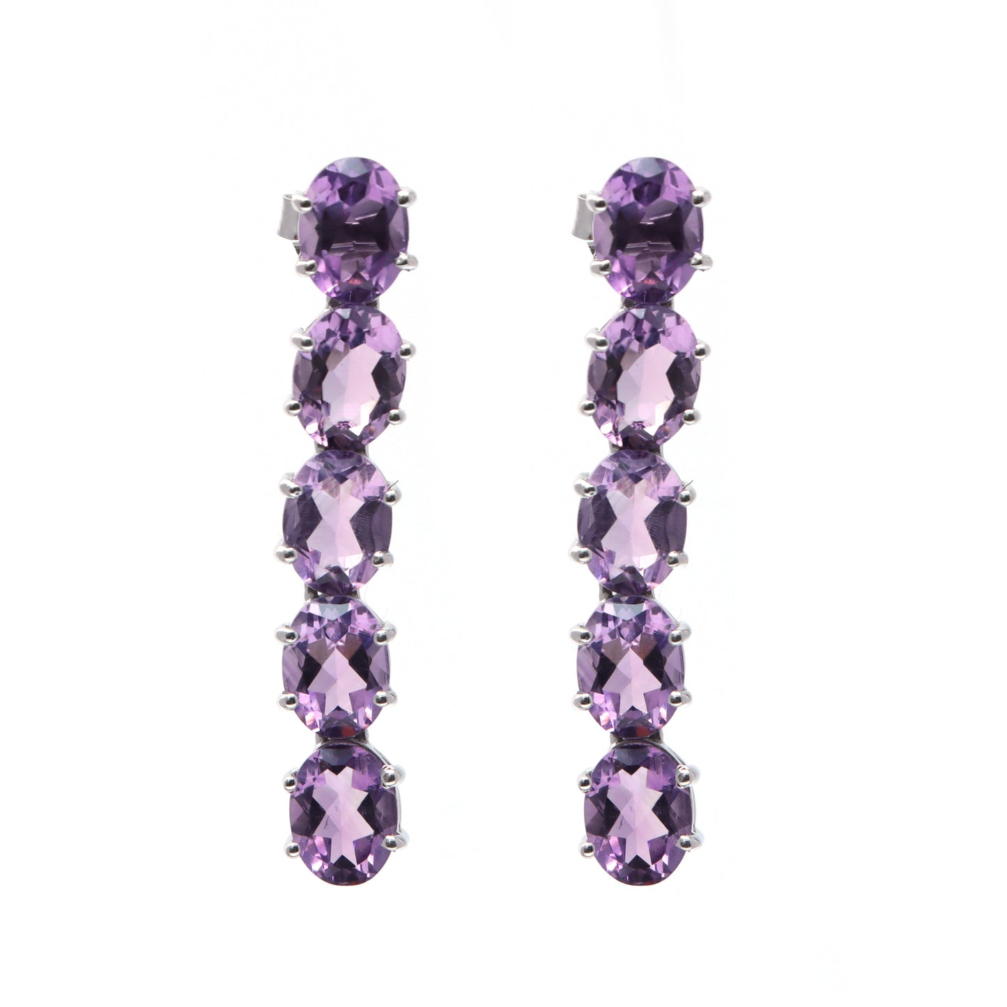 Natural Amethyst Oval Cut Gemstone Necklace Set 925 Sterling Silver Necklace Amethyst Tennis Necklace with Earrings