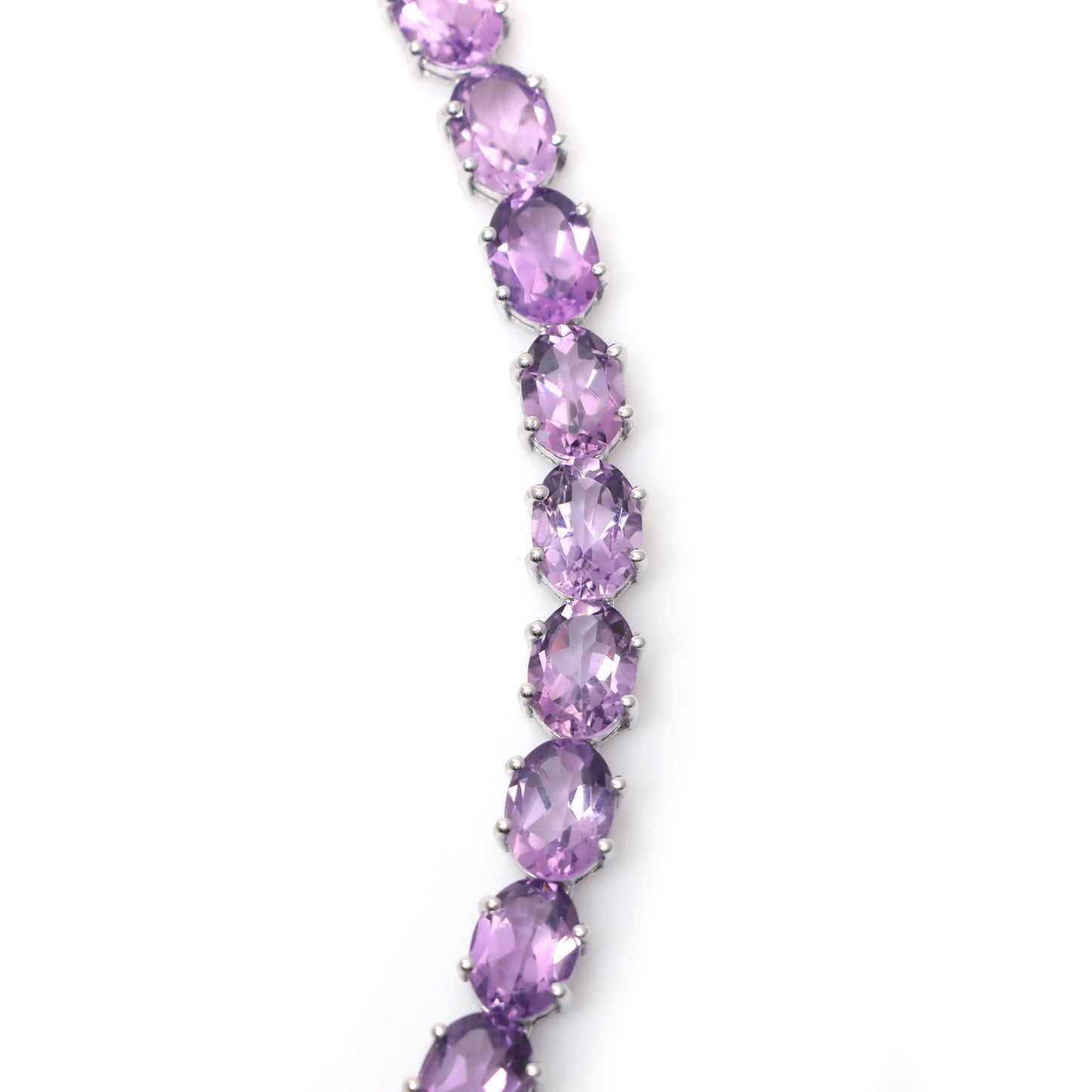 Natural Amethyst Oval Cut Gemstone Necklace Set 925 Sterling Silver Necklace Amethyst Tennis Necklace with Earrings