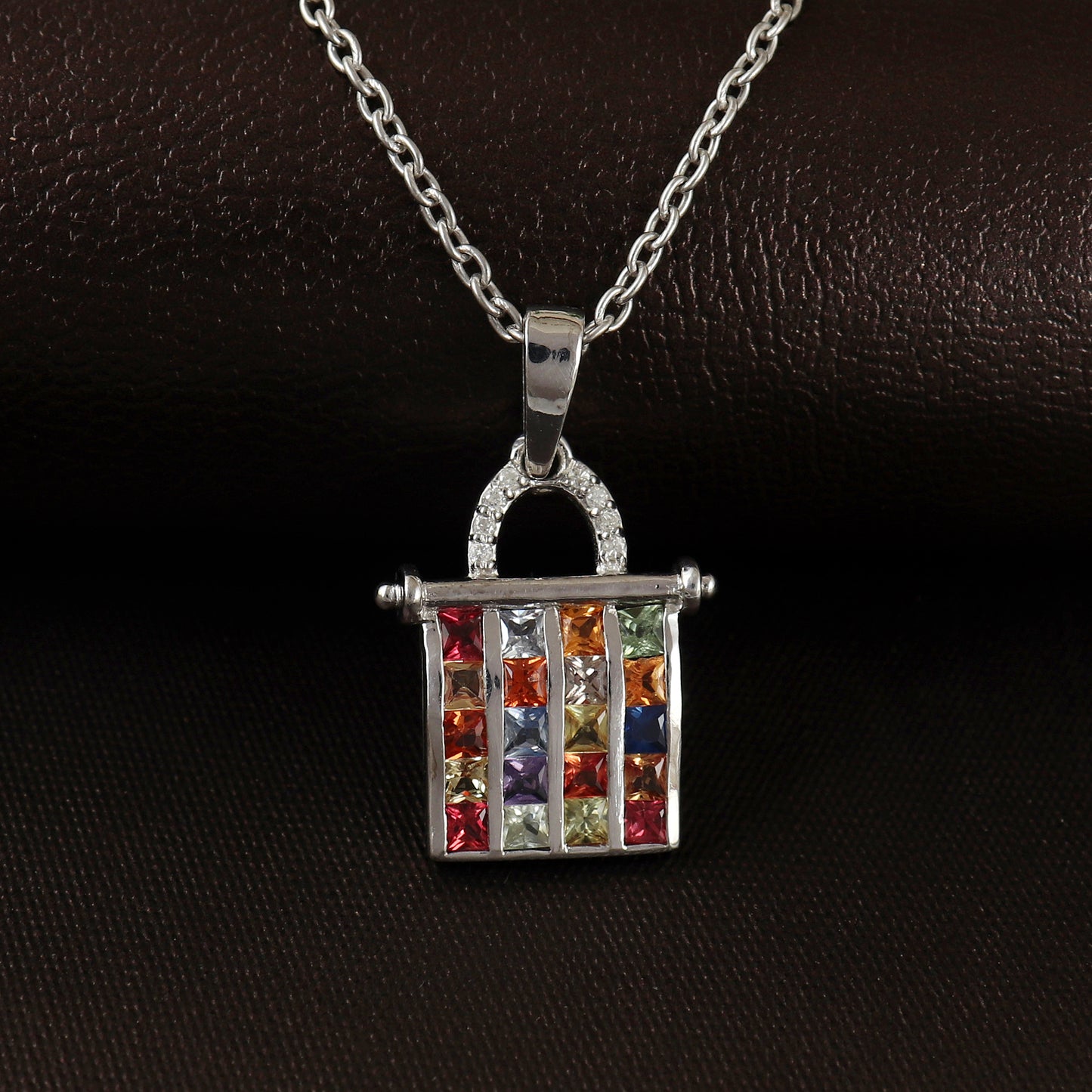 Multi Sapphire Book Pendant-925 Sterling Silver-Tiny Sapphire Pendant-September Birthstone-Multi Stone Pendant-Christmas Gift for Women