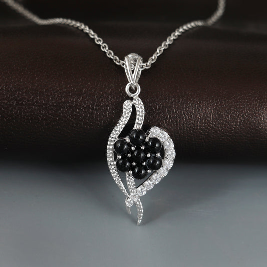 Black Onyx Pendant Necklace-925 Sterling Silver-Round Gemstone Pendant-Handmade Pendant-December Birthstone Pendant-Anniversary Gift for Her