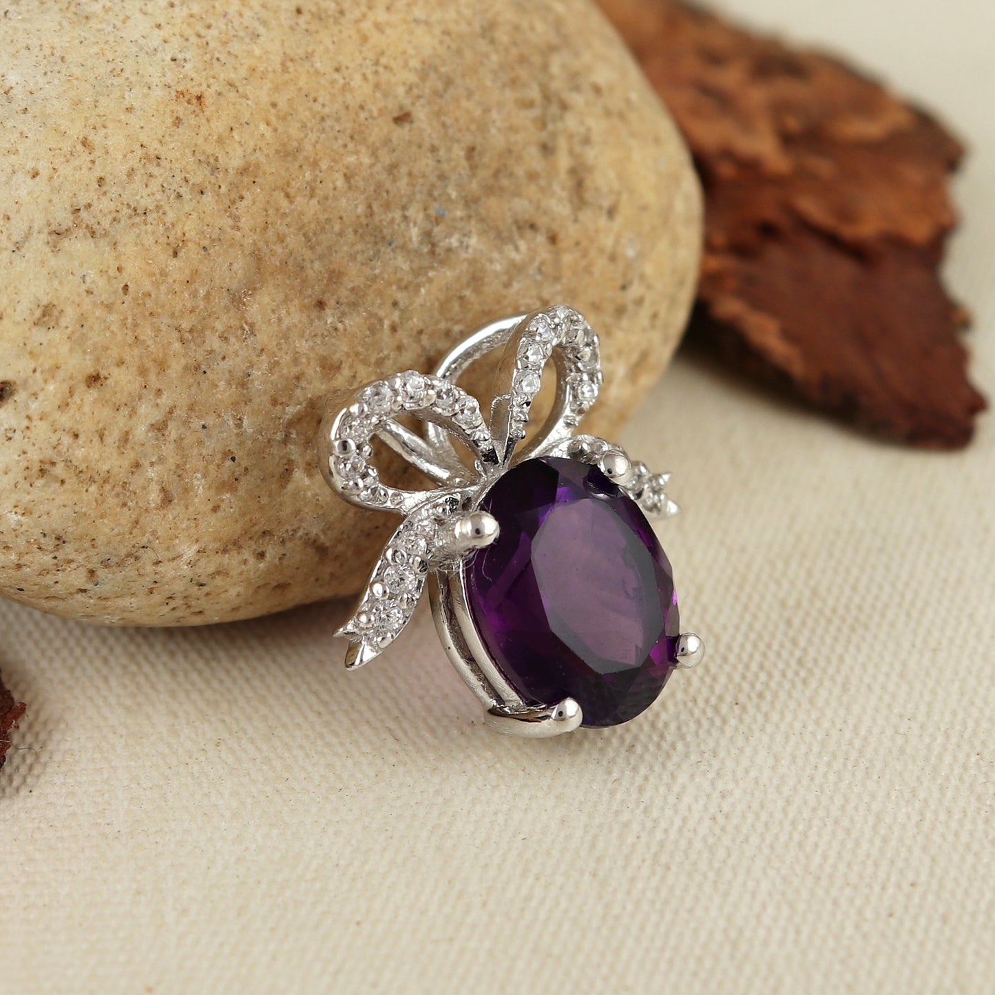 Natural Amethyst Pendant-925 Sterling Silver Chain Pendant-February Birthstone Pendant-11x9mm Oval Cut Gemstone Pendant-Wedding Gift for Her
