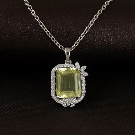 Lemon Topaz Pendant-925 Sterling Silver Chain Pendant-Octagon Cut Gemstone Pendant-Topaz Cluster Pendant-Handmade Pendant Gift for Her