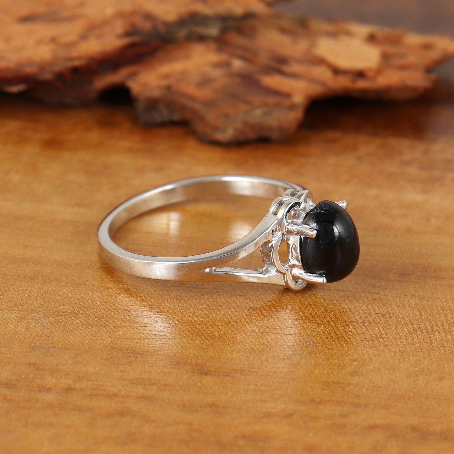 Black Star Sapphire Ring-925 Sterling Silver Ring-Black Star Ring-Oval Cabochon Ring-Black Star Silver Ring-Black Star Jewelry-Gift for Her