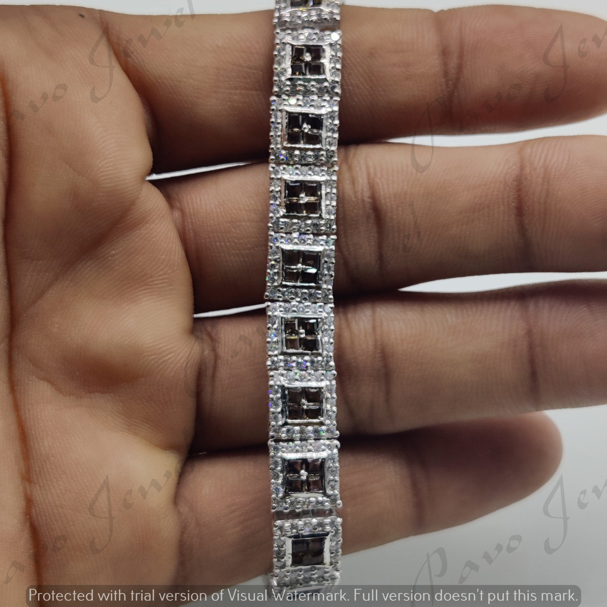Natural Smoky Quartz Bracelet / 925 Sterling Silver Bracelet / Cubic Zircon Bracelet / Handmade Silver Jewelry / Wedding Gift for Her