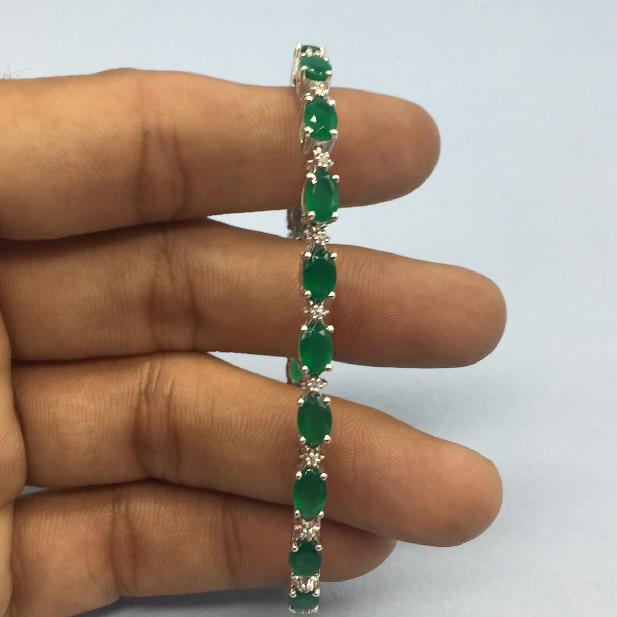Green Onyx Bracelet, Sterling Silver Bracelet, Statement Jewelry, December Birthstone
