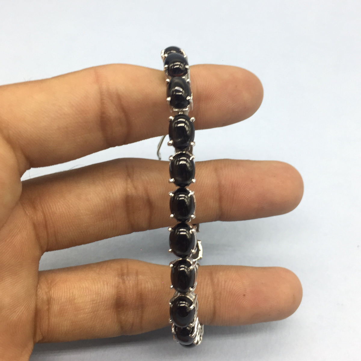 Black Star Bracelet Sterling Silver Cabochon Tennis Bracelet