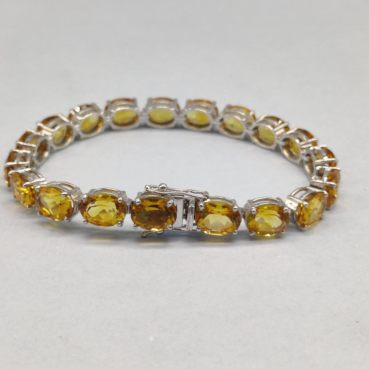 Oval Citrine Sterling Silver Bracelet, 9X7mm Gemstone Anniversary Jewelry