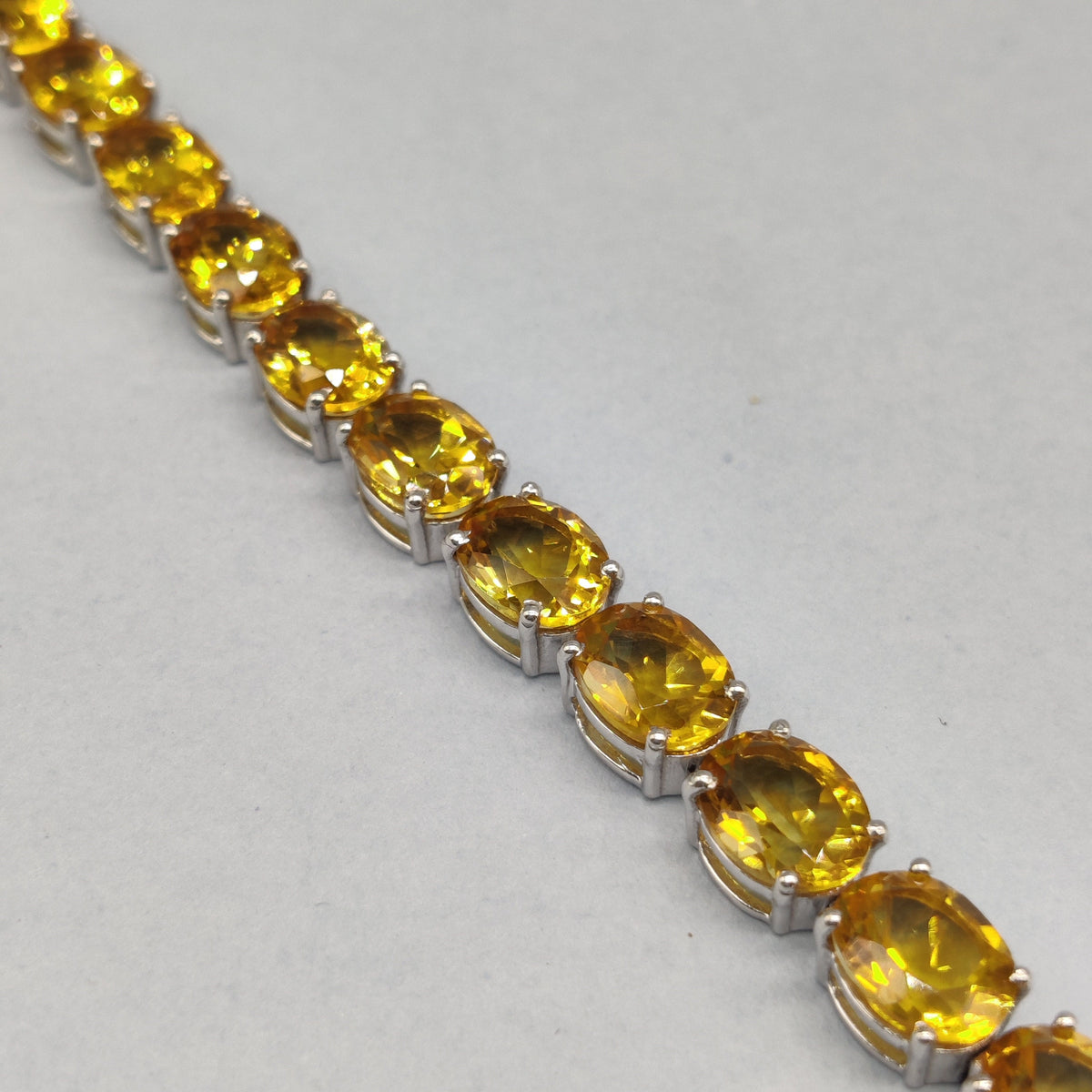 Oval Citrine Sterling Silver Bracelet, 9X7mm Gemstone Anniversary Jewelry