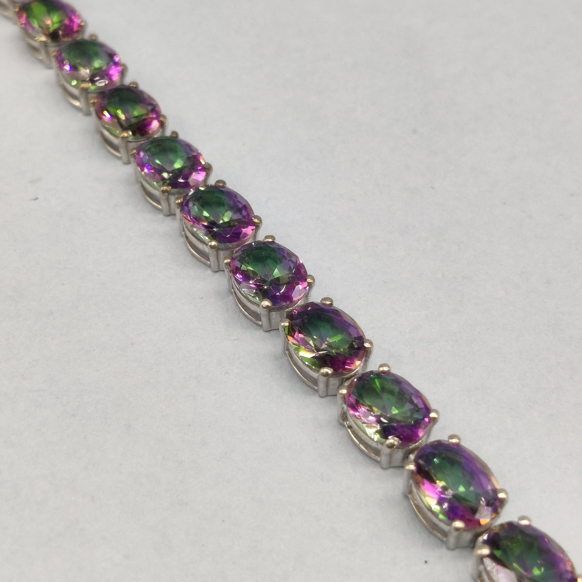 Mystic Topaz Sterling Silver Bracelet, Oval Gemstone, November Birthstone