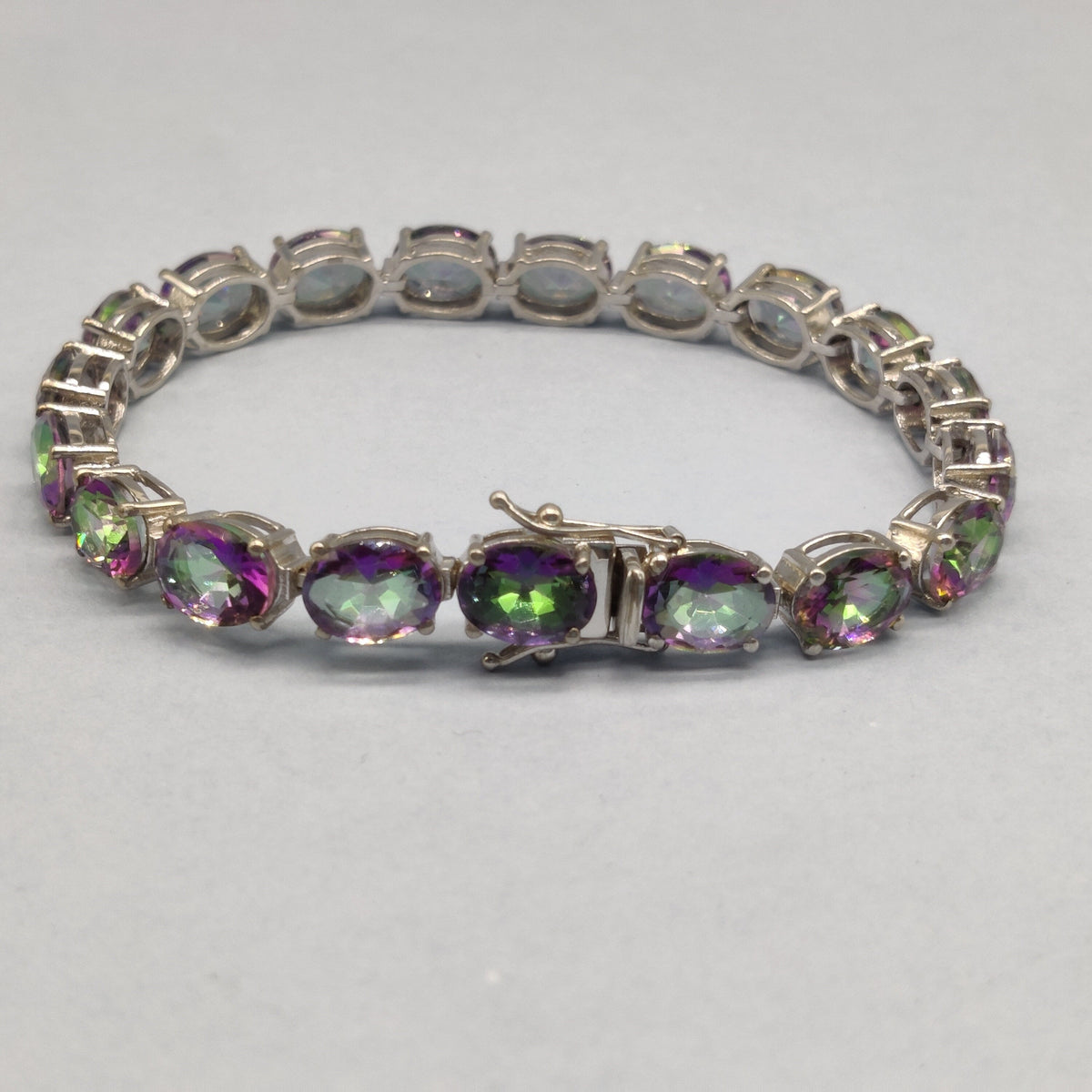 Mystic Topaz Sterling Silver Bracelet, Oval Gemstone, November Birthstone
