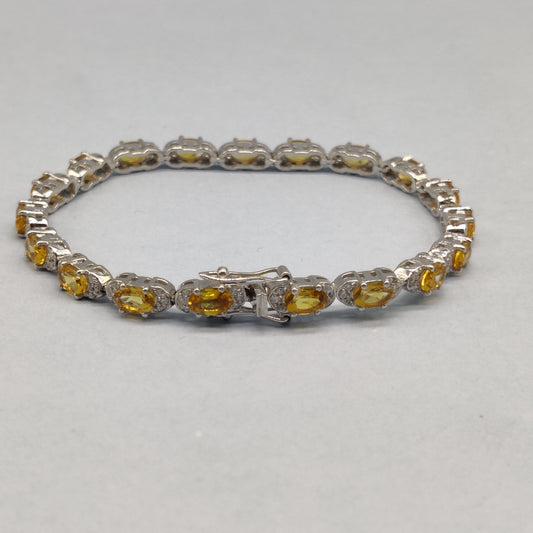 Natural Citrine Oval Faceted Gemstone Bracelet, 925 Sterling Sliver, Yellow Citrine Bracelet, Tennis Bracelet, Citrine Jewelry, Gift For Her