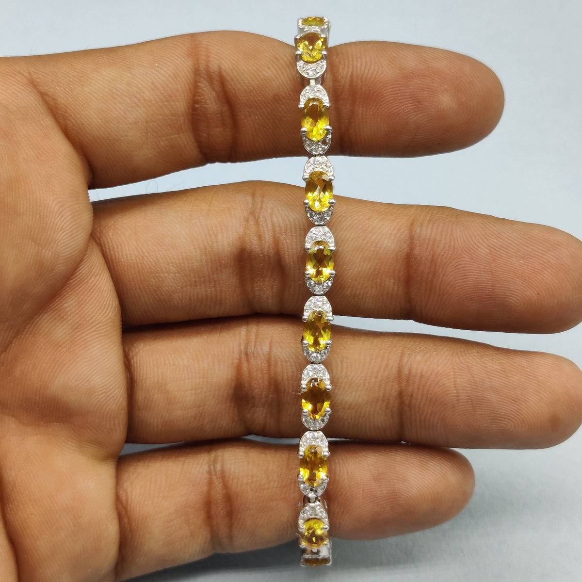 Natural Citrine Oval Faceted Gemstone Bracelet, 925 Sterling Sliver, Yellow Citrine Bracelet, Tennis Bracelet, Citrine Jewelry, Gift For Her