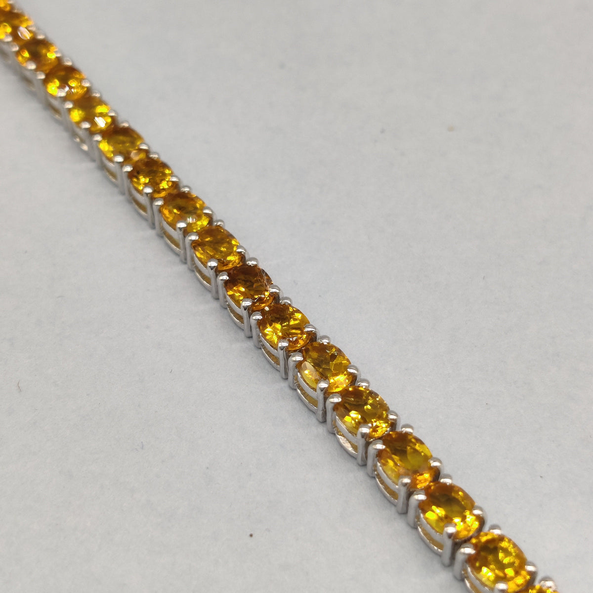 Sterling Silver Citrine Tennis Bracelet, Oval Faceted Gemstone Jewelry