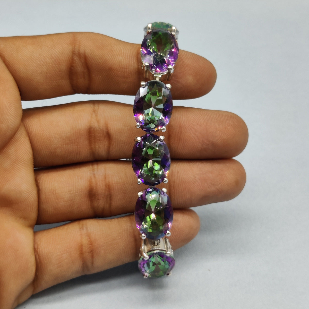 Mystic Topaz Tennis Bracelet, Sterling Silver Topaz Gemstone Jewelry