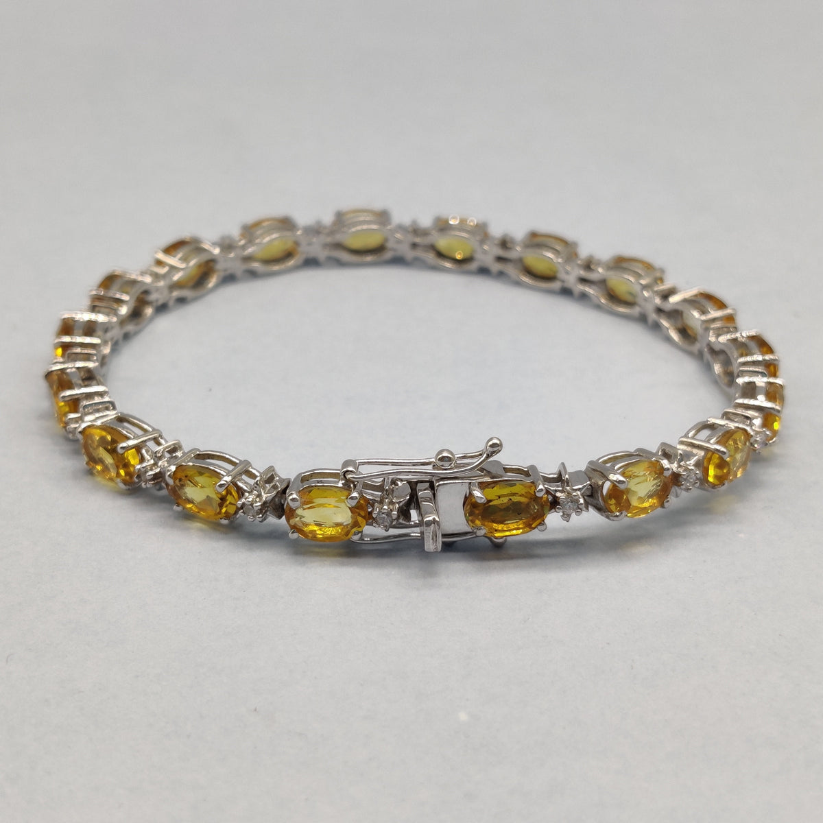 Sterling Silver Citrine Tennis Bracelet, Oval Gemstone, November Birthstone