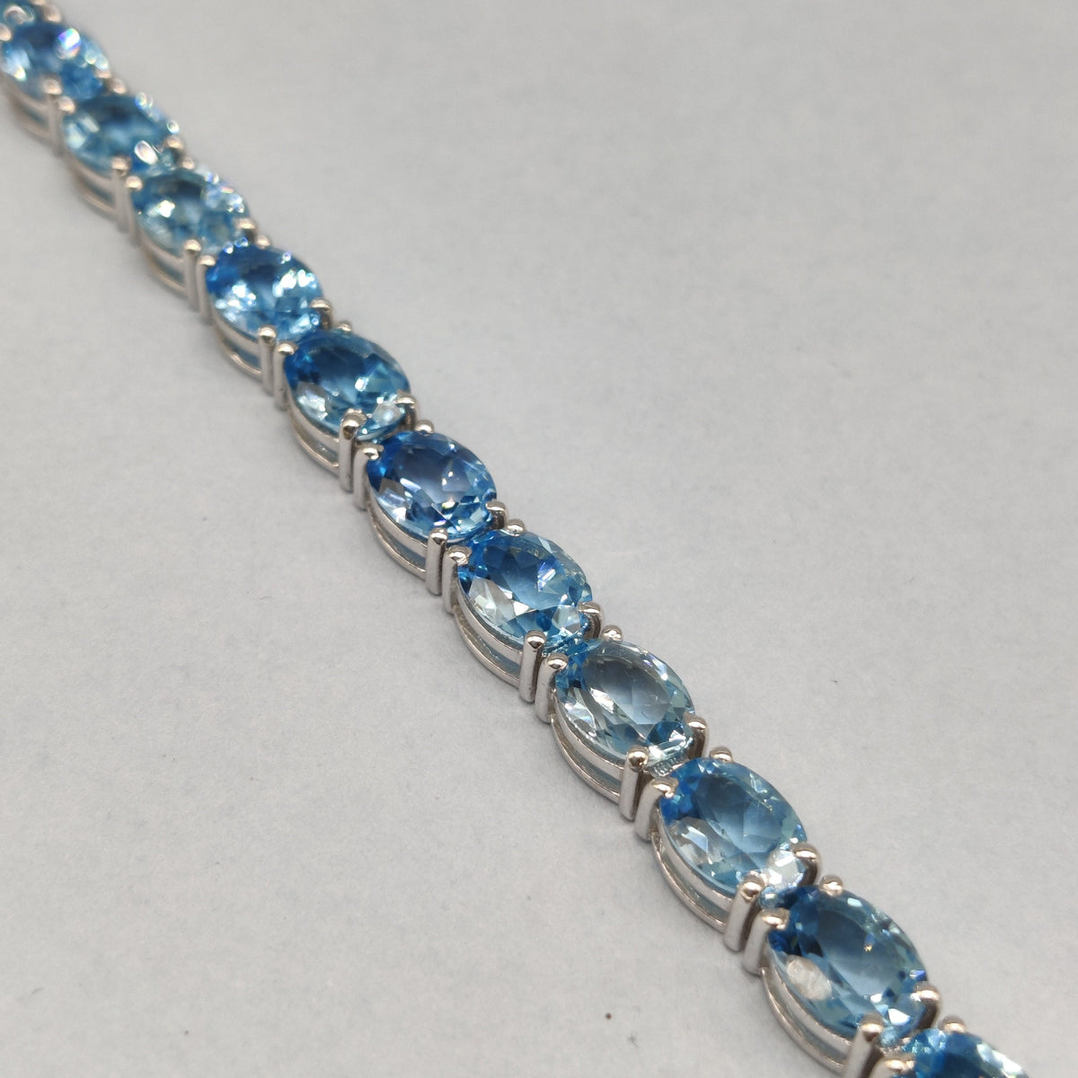 Natural Swiss Blue Topaz Bracelet, Sterling Silver, Blue Gemstone Jewelry