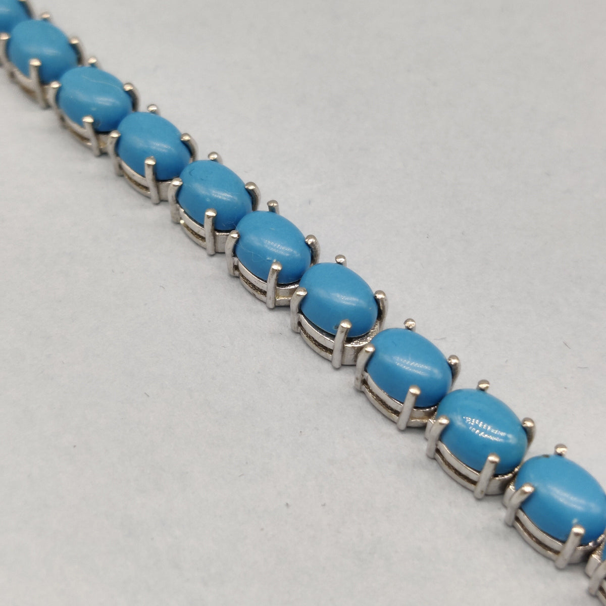 Sterling Silver Turquoise Tennis Bracelet, December Birthstone, Women's Jewelry