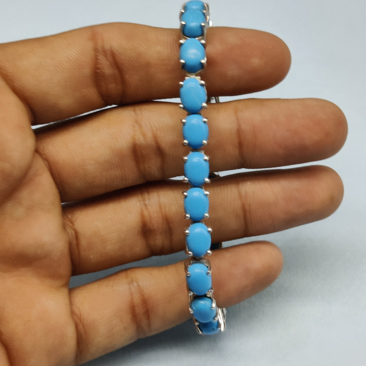 Sterling Silver Turquoise Tennis Bracelet, December Birthstone, Women's Jewelry