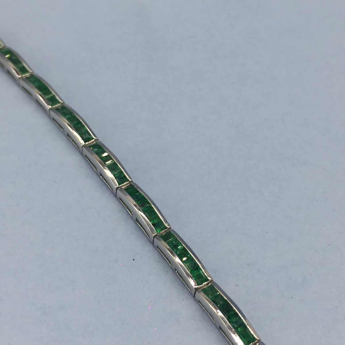 Natural Emerald Square Cut Gemstone Rectangle Bracelet, 925 Sterling Silver, Tennis Bracelet, Green Gemstone Bracelet, Emerald Jewelry Gift