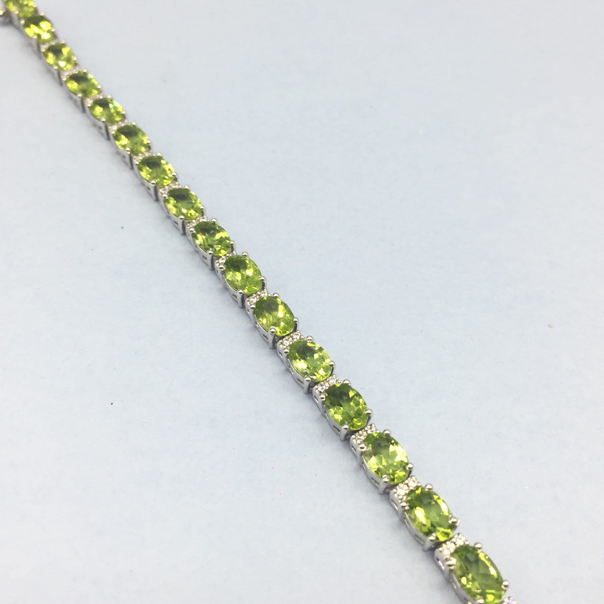 Natural Peridot Bracelet Sterling Silver Birthstone Tennis Bracelet