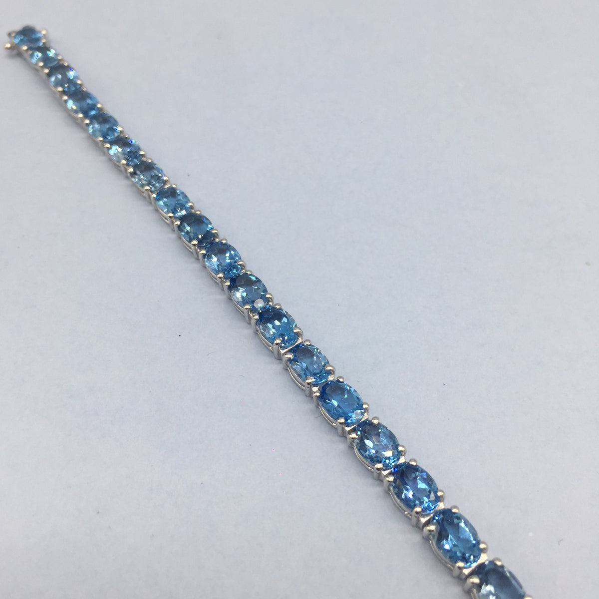 Swiss Blue Topaz Tennis Bracelet, 925 Sterling Silver Handmade Gemstone Jewelry