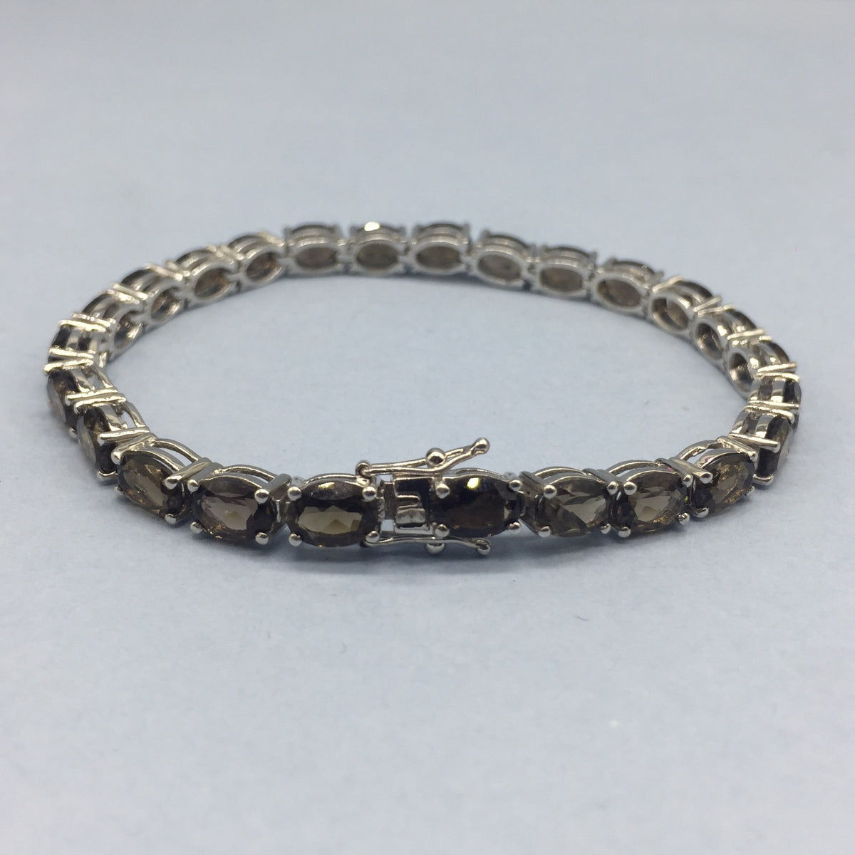 Smoky Quartz Tennis Bracelet / 925 Sterling Silver / November Birthstone