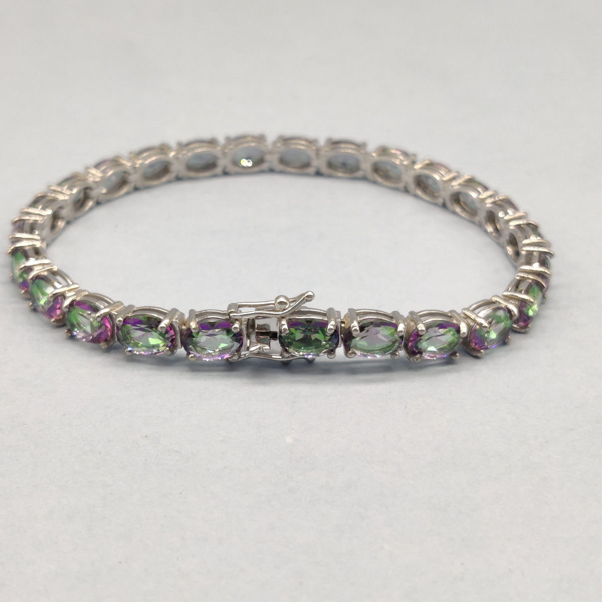 Mystic Topaz Gemstone Bracelet: 925 Sterling Silver Tennis Jewelry