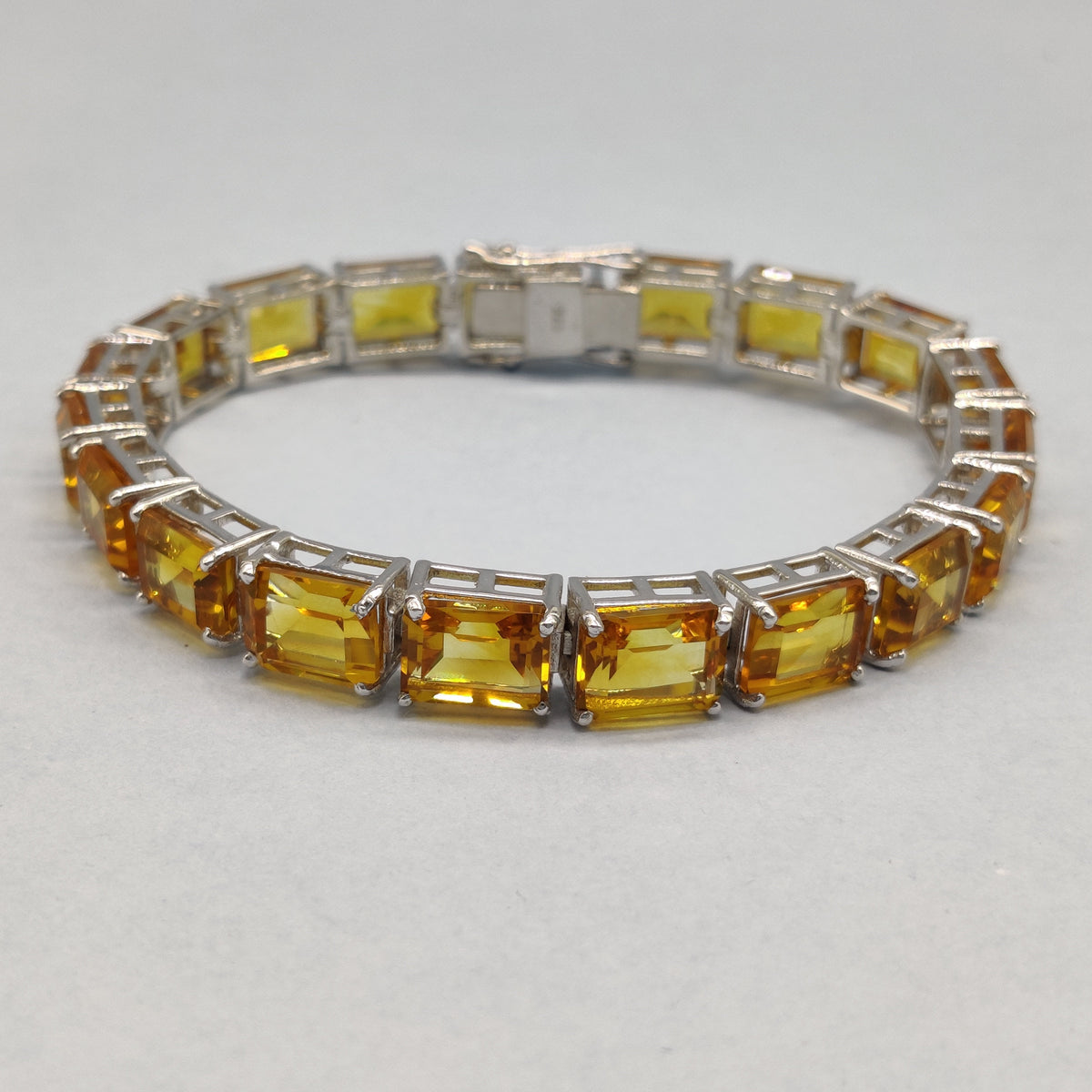 Genuine Citrine Gemstone Bracelet, 925 Sterling Silver Bracelet, Statement Citrine Bracelet, Gift for Men, Handmade Bracelet, Gift for Women