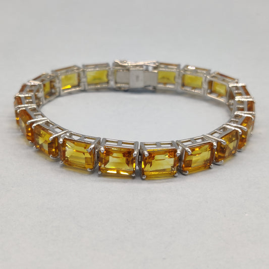 Genuine Citrine Gemstone Bracelet, 925 Sterling Silver Bracelet, Statement Citrine Bracelet, Gift for Men, Handmade Bracelet, Gift for Women