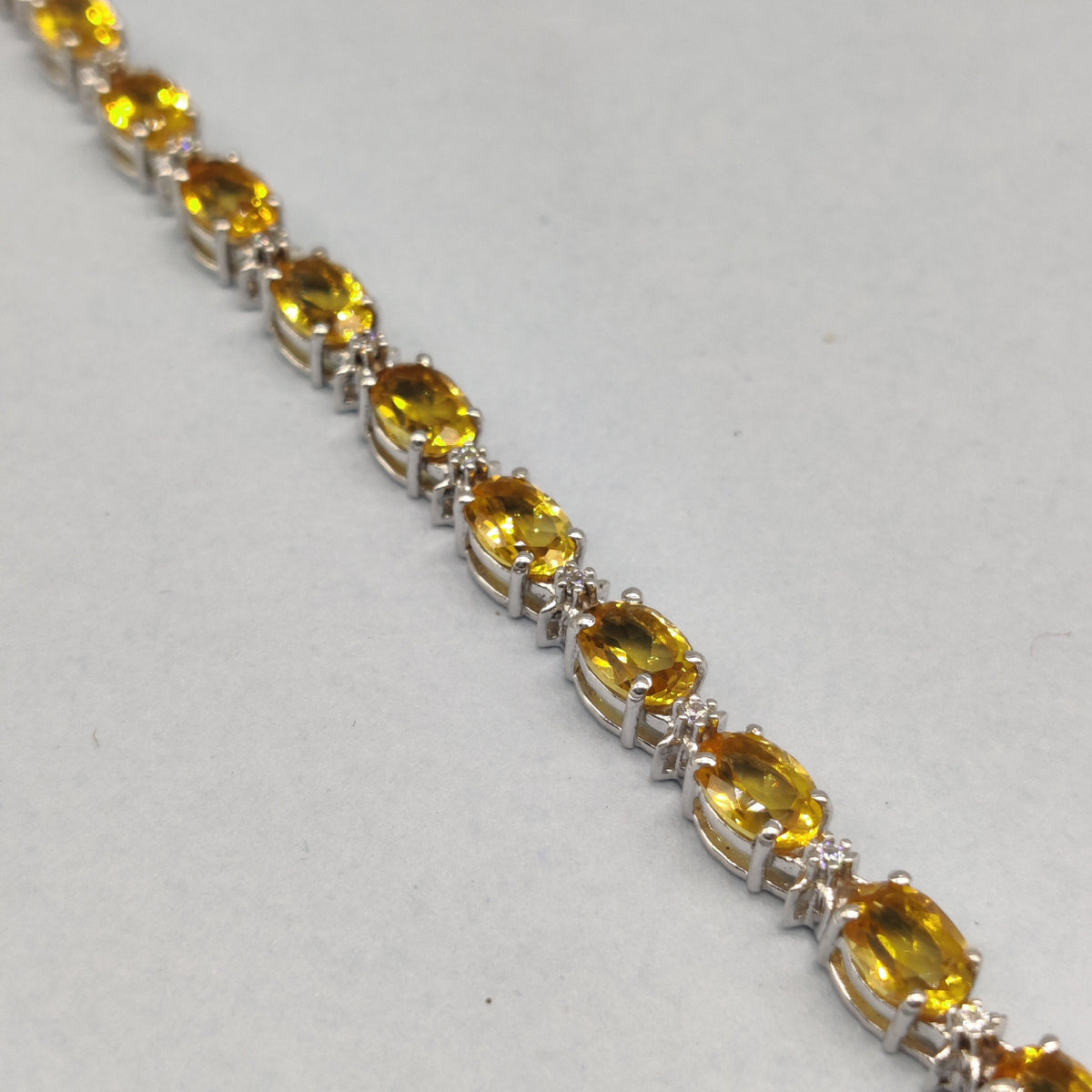 Sterling Silver Citrine Tennis Bracelet, Oval Gemstone, November Birthstone